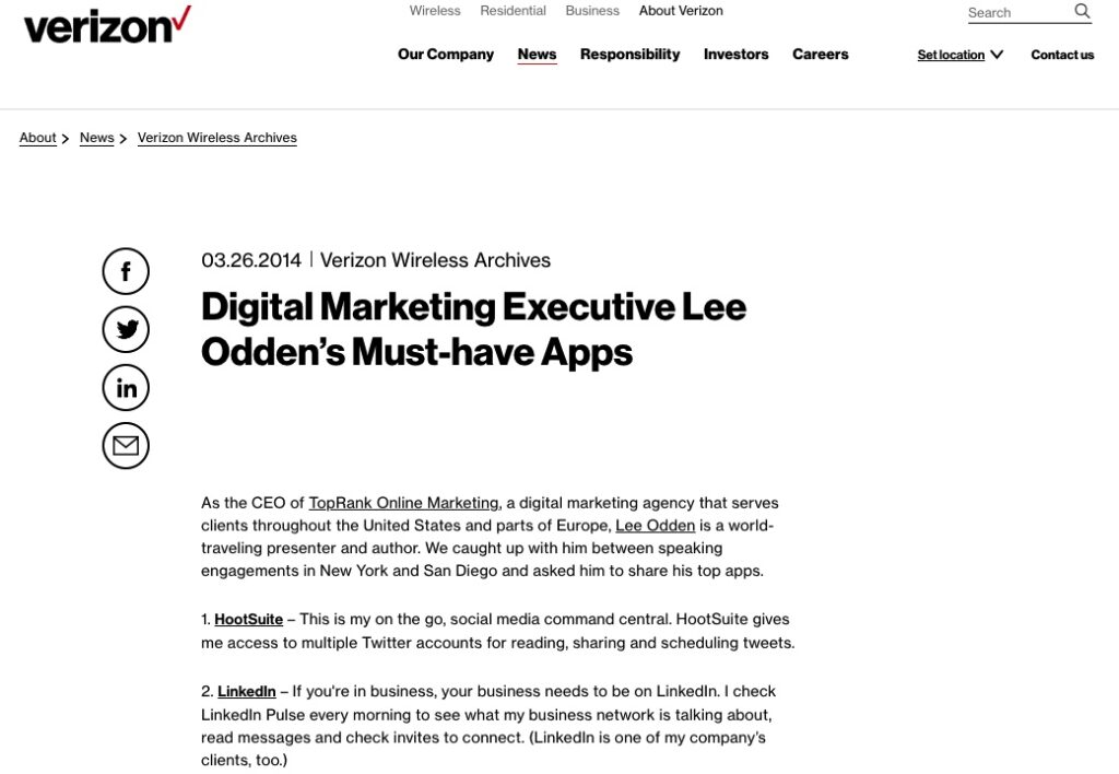 Verizon Lee Odden Apps