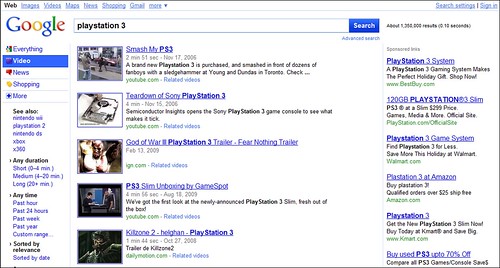 Google Video Search Results