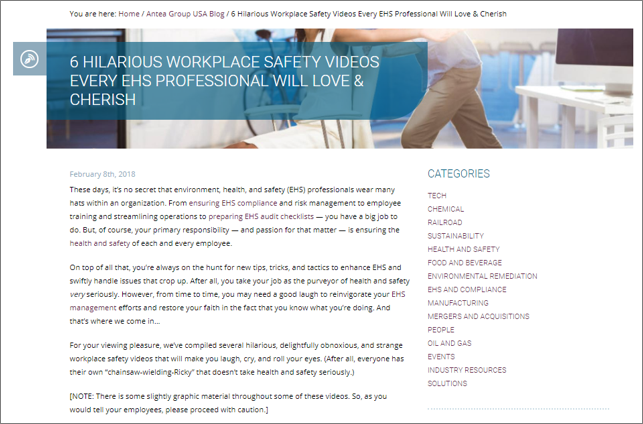 Content Curation Example from Antea Group