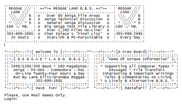 BBS Login Screen