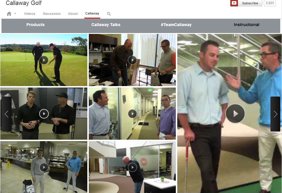 Callaway Golf video content on YouTube