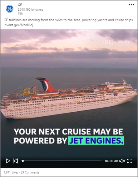 LinkedIn Video Example From GE