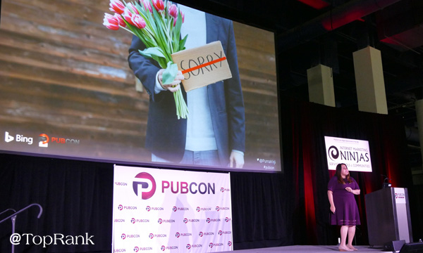 Microsoft's Purna Virji at Pubcon Las Vegas 2018 Photo by Lane R. Ellis