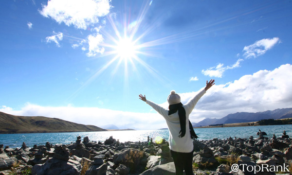 Woman By Sunny Lake Image