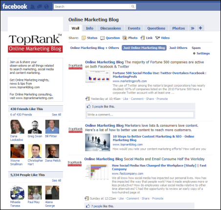 b2b facebook fan page