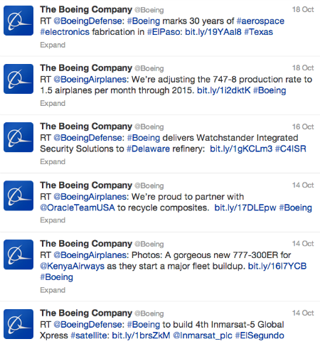 tweets like a corporate RSS feed