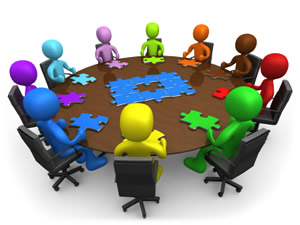 3d People Around a Table