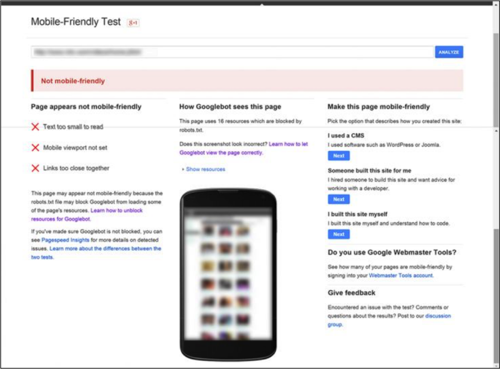Google Mobile-Friendly Fail