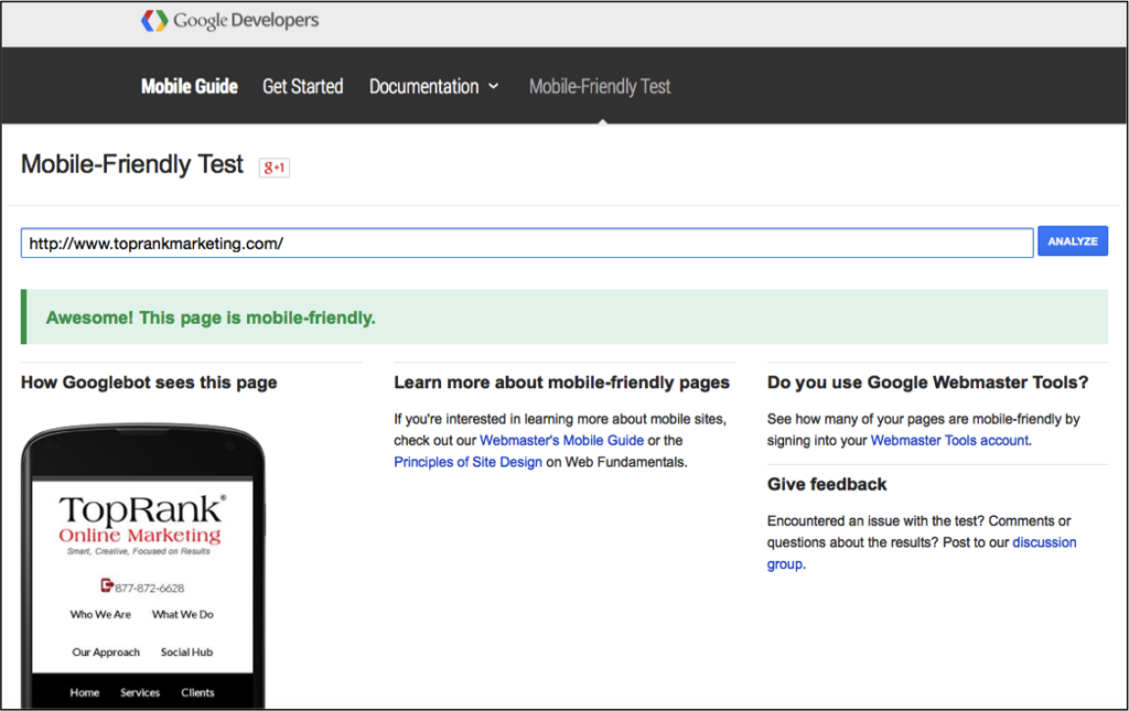 Google Mobile-Friendly Website