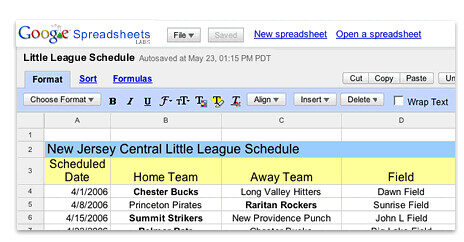 Sneak Peek at Google Spreadsheets