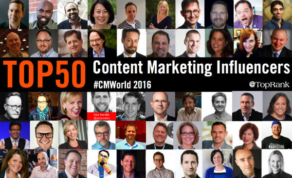 50 Top Content Marketing Influencers to Follow in 2016